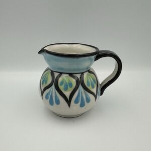 Ken Edwards KE Guate Mayan Mexico Tonala Pottery Hand Painted Creamer Peacock